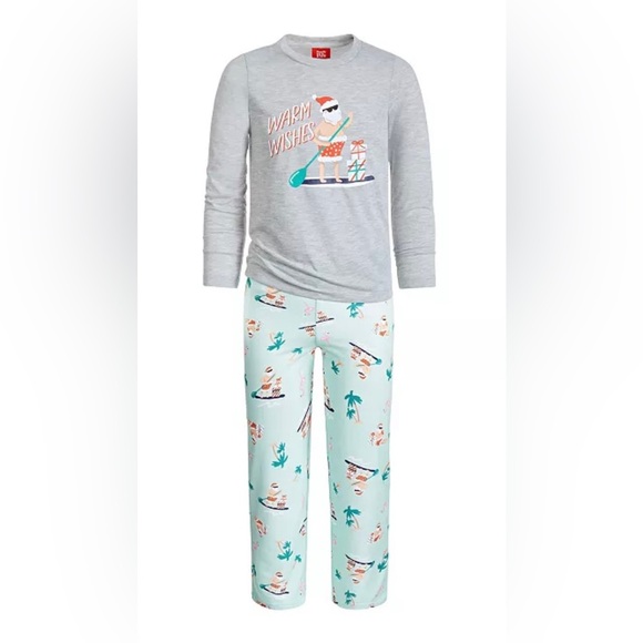 NWT Macys Family Pajamas Matching Kid's Tropical Santa Mix It Family Pajama Set - Picture 1 of 2